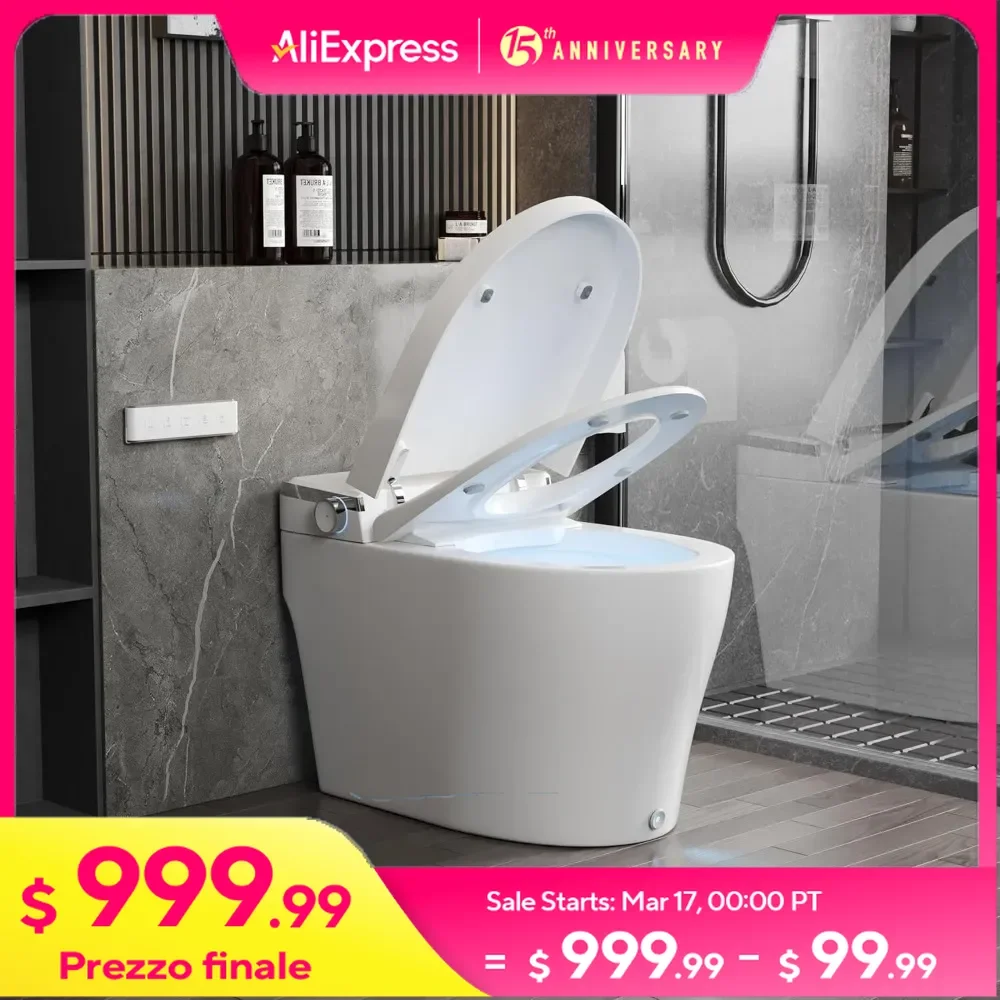 Smart Bidet Toilet with Heated Seat Sensor,Auto Close/Open,Foot Kick & Blackout Flush Warm Wash, Night Light,One Piece Toilet
Smart Bidet Toilet with Heated Seat Sensor,Auto Close/Open,Foot Kick & Blackout Flush Warm Wash, Night Light,One Piece Toilet