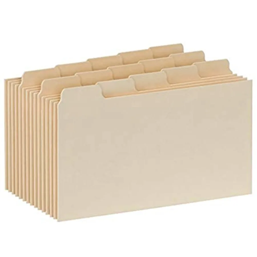 Index Card Guides with Blank Tabs, 3 x 5 Inches, 1/5 Cut Tabs, Manila, 100 per Box 40352
Index Card Guides with Blank Tabs, 3 x 5 Inches, 1/5 Cut Tabs, Manila, 100 per Box 40352