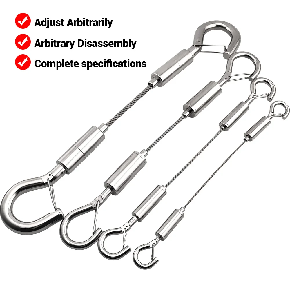 Adjustable Automatic Wire Rope Spring Hook Stainless Steel Clothesline Camping Cable Lock Picture Hanging Code 5mm/3mm/2mm/1.5mm
Adjustable Automatic Wire Rope Spring Hook Stainless Steel Clothesline Camping Cable Lock Picture Hanging Code 5mm/3mm/2mm/1.5mm