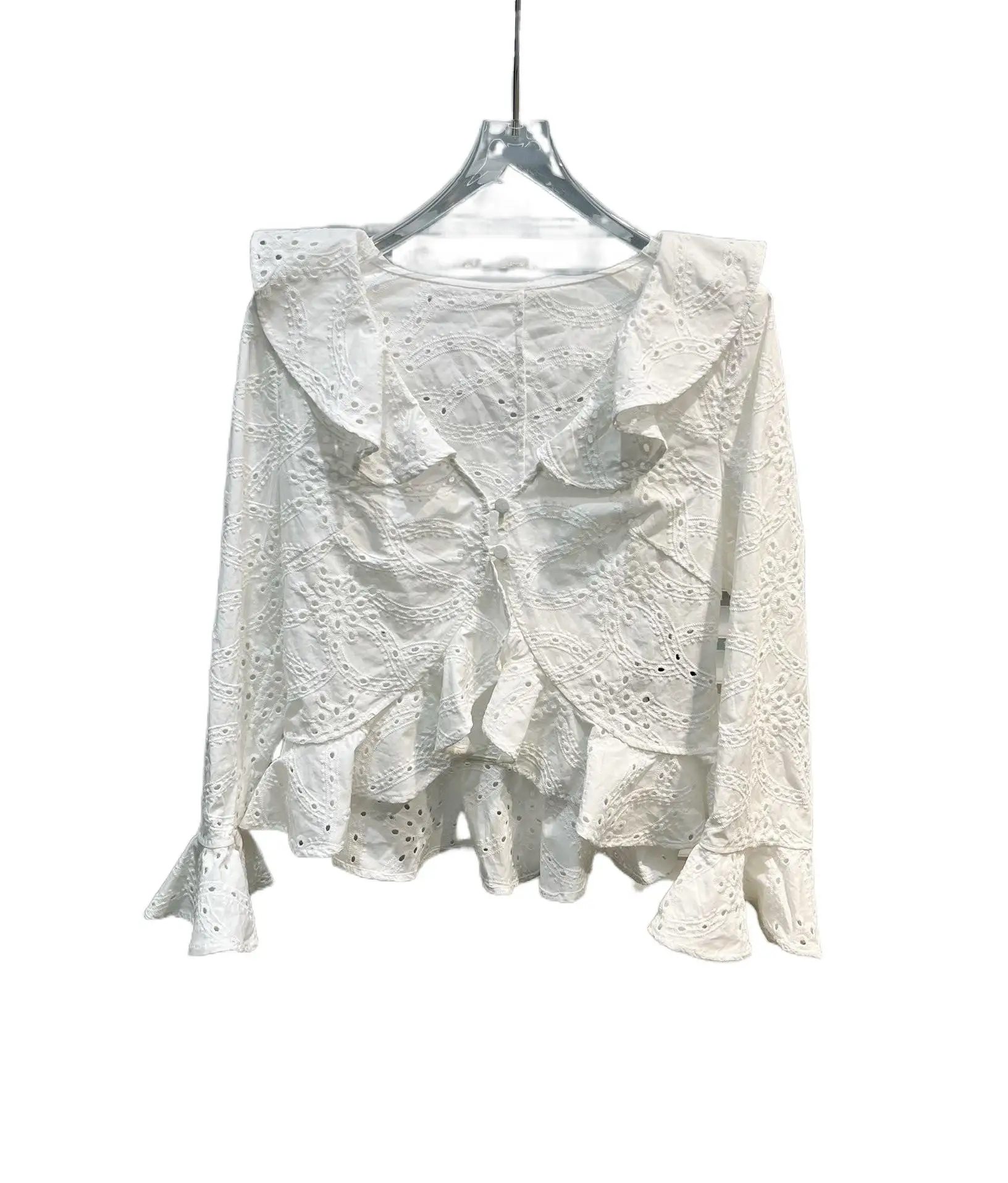 Niche culture 2022 summer new hollow out hook flower flounce shirt temperament elegant romance
Niche culture 2022 summer new hollow out hook flower flounce shirt temperament elegant romance