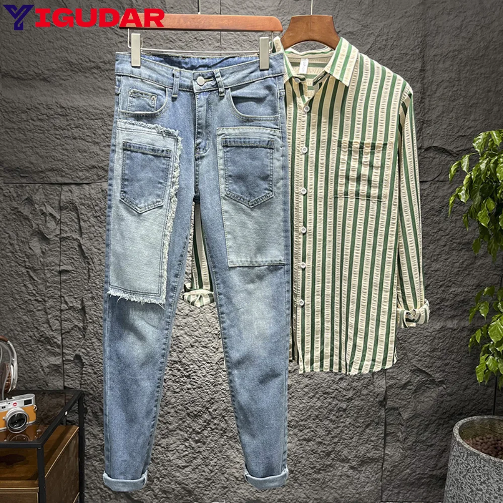 Patchwork Ripped Jeans men Pants Skinny baggy Jeans Stylish Casual Streetwear Fashion trousers Slim-fit pants men clothing
Patchwork Ripped Jeans men Pants Skinny baggy Jeans Stylish Casual Streetwear Fashion trousers Slim-fit pants men clothing