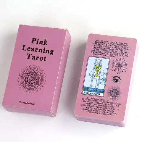 10.3*6cm Pink Learning Tarot 78 Pcs Tarot Cards with Keywords Based on Rider Waite System