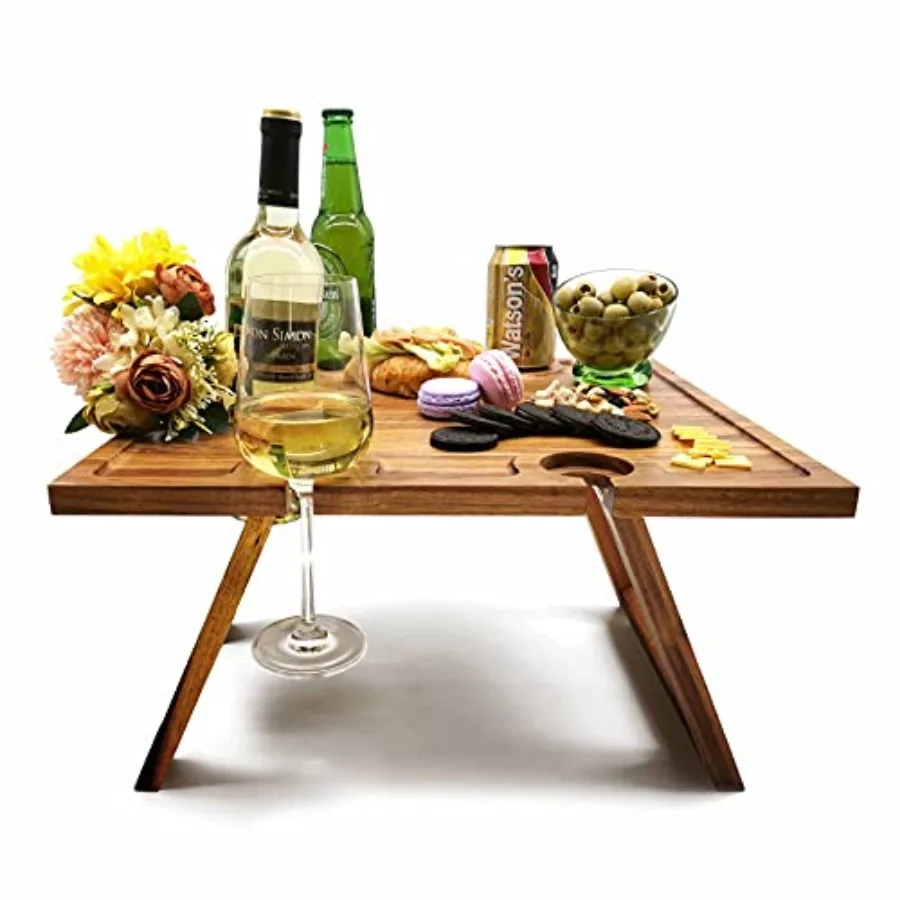Portable Wine Picnic Table Acacia Wood Larger Tray Foldable Charcuterie Board Wine Gift Decor for Romantic Camping Engagement P
Portable Wine Picnic Table Acacia Wood Larger Tray Foldable Charcuterie Board Wine Gift Decor for Romantic Camping Engagement P