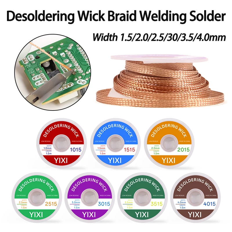 1/5pcs Desoldering Braid Solder Remover Wick 1/1.5/2/2.5/3/3.5/4mmx1.5M Wire Welding Tin Sucker Cable Lead Cord Flux Repair Tool
1/5pcs Desoldering Braid Solder Remover Wick 1/1.5/2/2.5/3/3.5/4mmx1.5M Wire Welding Tin Sucker Cable Lead Cord Flux Repair Tool