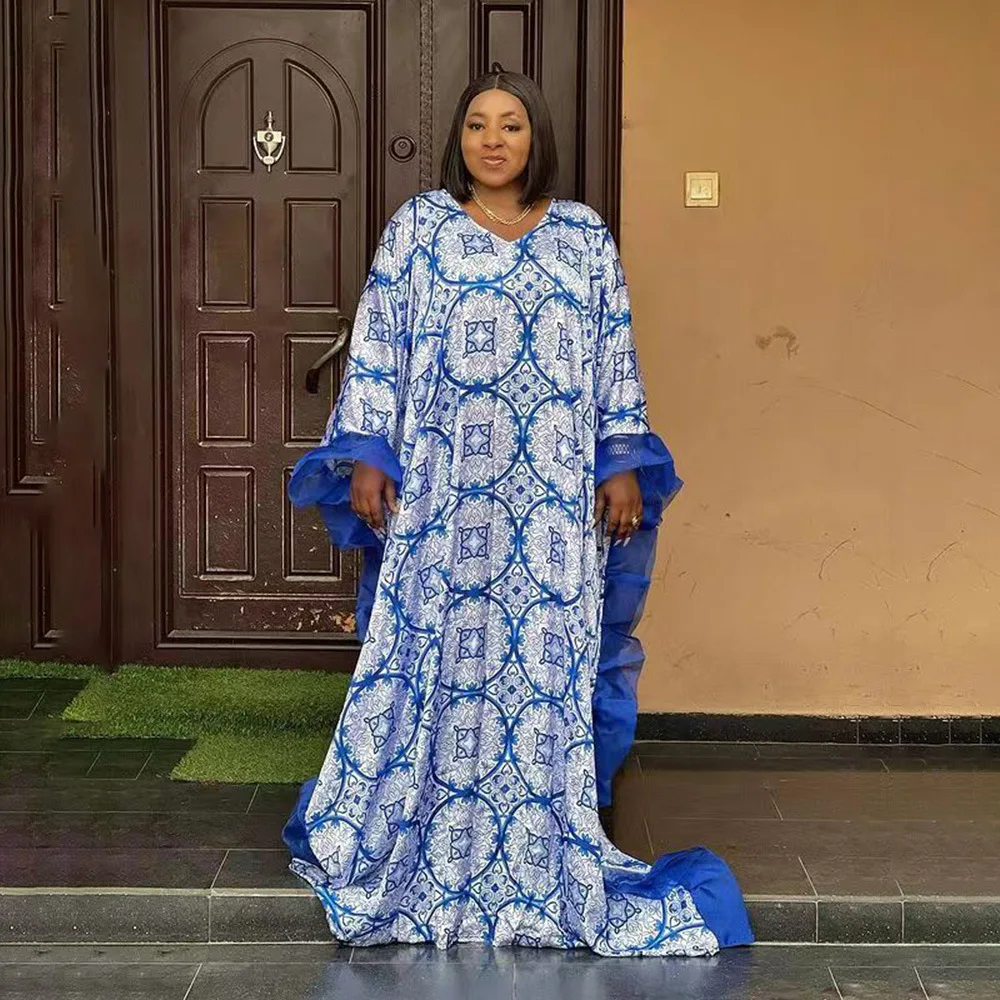 African Women's Gown Dress Round Neck Bat Sleeve Digital Print Patchwork Ruffles ML103Q147
African Women's Gown Dress Round Neck Bat Sleeve Digital Print Patchwork Ruffles ML103Q147