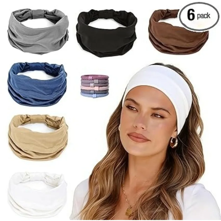 Wide Headbands for Women - 6 Pack Thick Stretchy Elastic Cloth Head Bands for Women's Hair, Non Slip Sweat Bands Soft Workout Headbands for Running, Makeup Headband for Washing Face, Spa & Skincare, White+Black+Khaki+Dark Brown+Dark Gray+Light Navy
Wide Headbands for Women - 6 Pack Thick Stretchy Elastic Cloth Head Bands for Women's Hair, Non Slip Sweat Bands Soft Workout Headbands for Running, Makeup Headband for Washing Face, Spa & Skincare, White+Black+Khaki+Dark Brown+Dark Gray+Light Navy