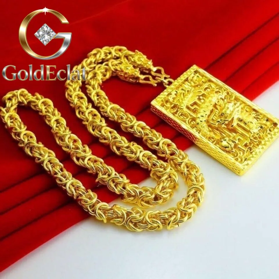 GoldEclat 9999 24K Real Gold Dragon Necklace Pendant with Powerful and Coarse Fabric Pattern Dragon Chain Head Necklace
GoldEclat 9999 24K Real Gold Dragon Necklace Pendant with Powerful and Coarse Fabric Pattern Dragon Chain Head Necklace