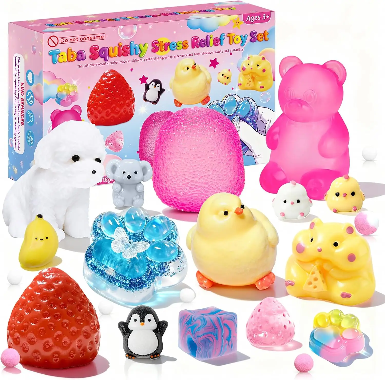 15Pcs Squishies Fidget Toys Set - Strawberry, Cat Paw, Hamster & More - Stress Relief Sensory Toys for Kids 4-12, Party Favors, Birthday Gifts
15Pcs Squishies Fidget Toys Set - Strawberry, Cat Paw, Hamster & More - Stress Relief Sensory Toys for Kids 4-12, Party Favors, Birthday Gifts