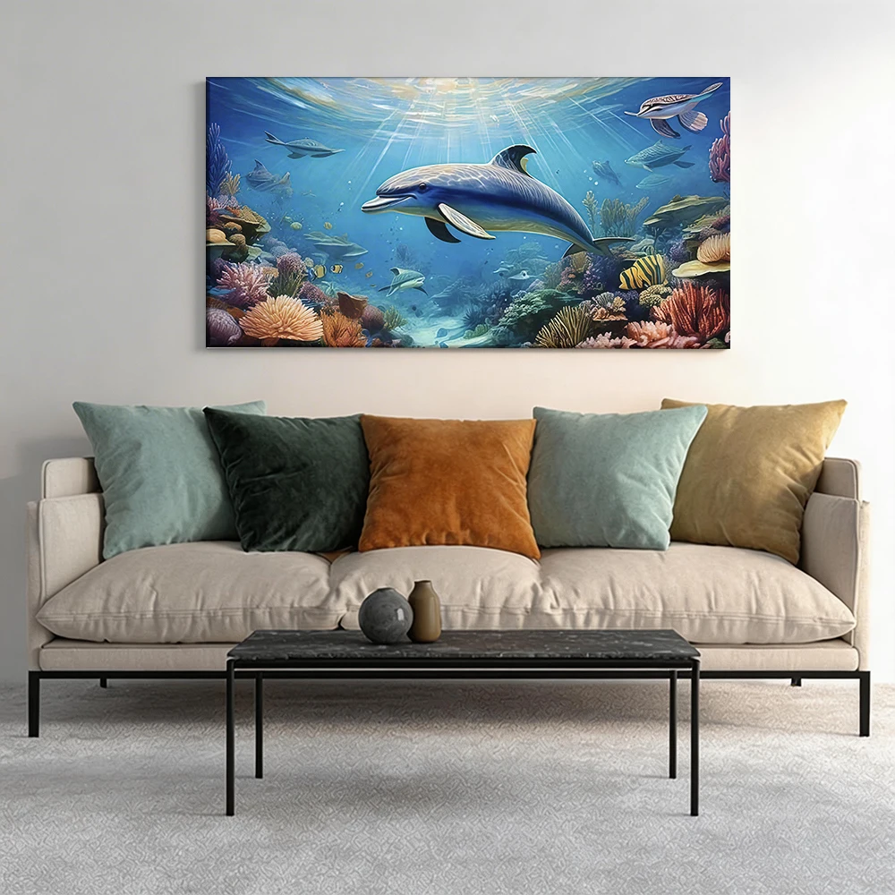 2D flat printing 1pcUnderwater Wonderland: Dolphins Reef Large-sized canvas painting, for corridor and bedroom decoration
2D flat printing 1pcUnderwater Wonderland: Dolphins Reef Large-sized canvas painting, for corridor and bedroom decoration