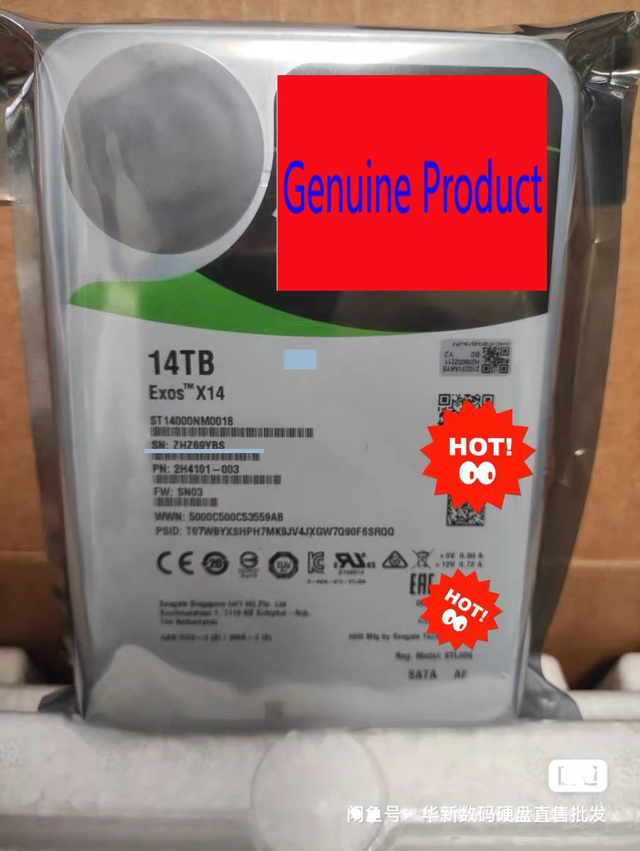 NEW Enterprise Exos X14 HDD 14TB ST14000NM0018 SATA 6Gb/s 3.5" Hard Drive
NEW Enterprise Exos X14 HDD 14TB ST14000NM0018 SATA 6Gb/s 3.5" Hard Drive