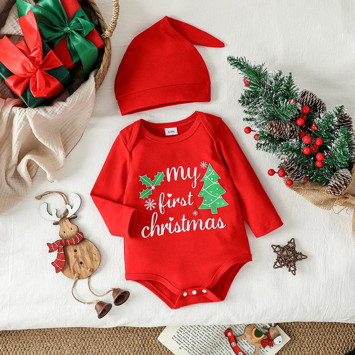 2 шт. мой первый рождественский детский красный комбинезон с длинными рукавами, модная одежда для маленьких мальчиков и девочек, милая одежда для детей 0-1 лет + шапка
2 шт. мой первый рождественский детский красный комбинезон с длинными рукавами, модная одежда для маленьких мальчиков и девочек, милая одежда для детей 0-1 лет + шапка