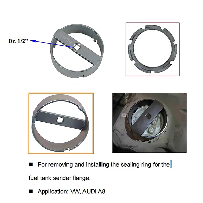 A20K-T10202 Fuel Tank Sealing Ring Removal Tool For VW/ Fuel Tank Remover&Installer Petrol Pump Wrench Tool
A20K-T10202 Fuel Tank Sealing Ring Removal Tool For VW/ Fuel Tank Remover&Installer Petrol Pump Wrench Tool