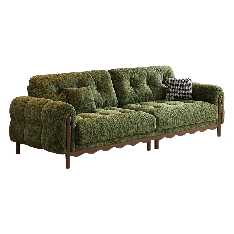 French retro solid wood sofa small apartment medium and ancient style living room green fabric straight row sofa
French retro solid wood sofa small apartment medium and ancient style living room green fabric straight row sofa