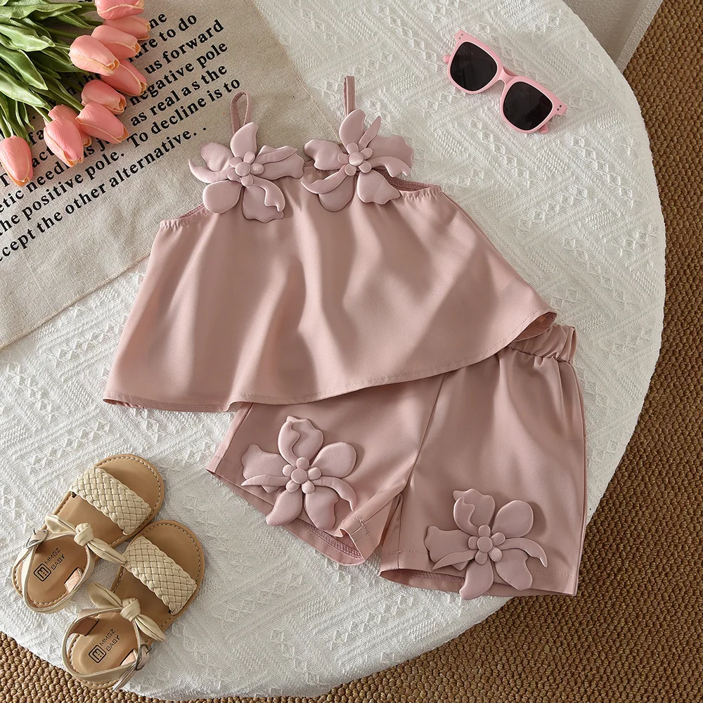 Summer Baby Girls 2PCS Outfit 3D Floral Spaghetti Strap Top Shorts Korean Style Fashion Set for 6-24M
Summer Baby Girls 2PCS Outfit 3D Floral Spaghetti Strap Top Shorts Korean Style Fashion Set for 6-24M