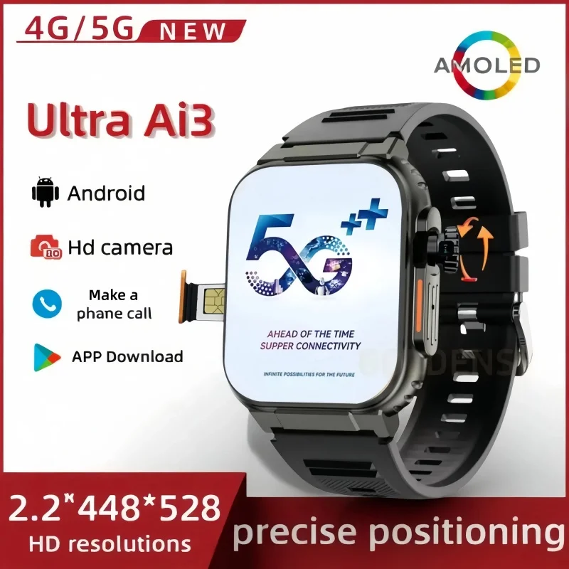 Смарт-часы 4G Android, 2,2-дюймовый AMOLED-экран 448*528, 32 + 256 ГБ, SIM-карта, интеллектуальный мониторинг здоровья AI 180 ° вращающаяся камера 
Смарт-часы 4G Android, 2,2-дюймовый AMOLED-экран 448*528, 32 + 256 ГБ, SIM-карта, интеллектуальный мониторинг здоровья AI 180 ° вращающаяся камера