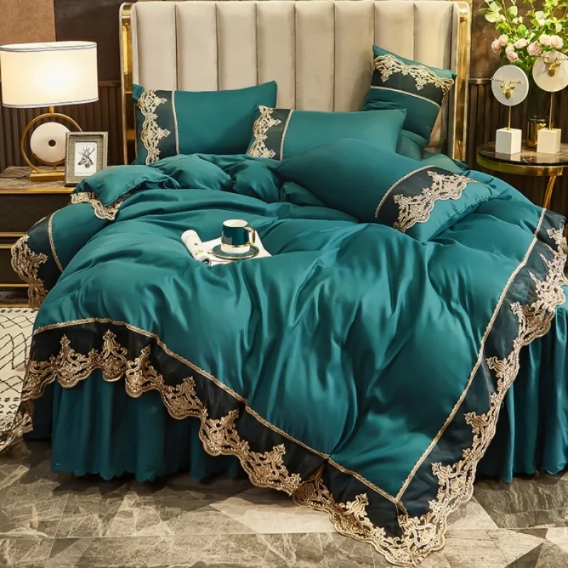 Nordic style bed skirt four piece set Korean version brushed girl's heart duvet set bed skirt double home bedding four piece set
Nordic style bed skirt four piece set Korean version brushed girl's heart duvet set bed skirt double home bedding four piece set