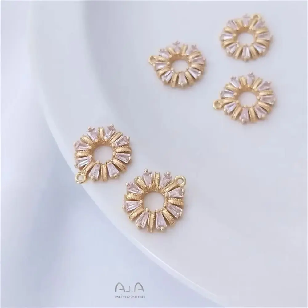 14K Gold-plated T-square Zirconium Wreath Pendant with Zirconia Round Ring 925 Silver Needle Earrings DIY Handmade Accessories
14K Gold-plated T-square Zirconium Wreath Pendant with Zirconia Round Ring 925 Silver Needle Earrings DIY Handmade Accessories