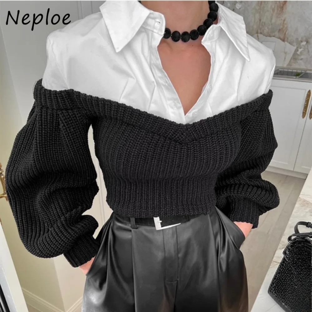 Neploe офисная женская уличная повседневная женская одежда корейская лоскутная универсальная рубашка-свитер тонкий укороченный топ с рукавами Moda
Neploe офисная женская уличная повседневная женская одежда корейская лоскутная универсальная рубашка-свитер тонкий укороченный топ с рукавами Moda