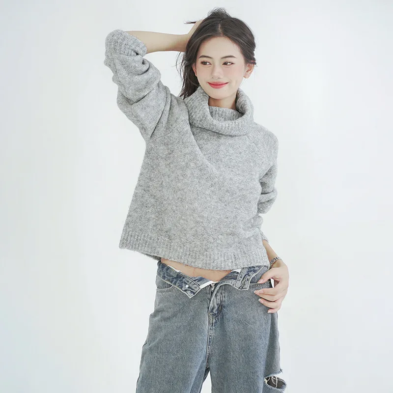 New Korean Fashion Autumn Winter Collar High Bottom Women Interior Exterior Short Fashionable Warm Thickgrey Sweaters Pullovers
New Korean Fashion Autumn Winter Collar High Bottom Women Interior Exterior Short Fashionable Warm Thickgrey Sweaters Pullovers
