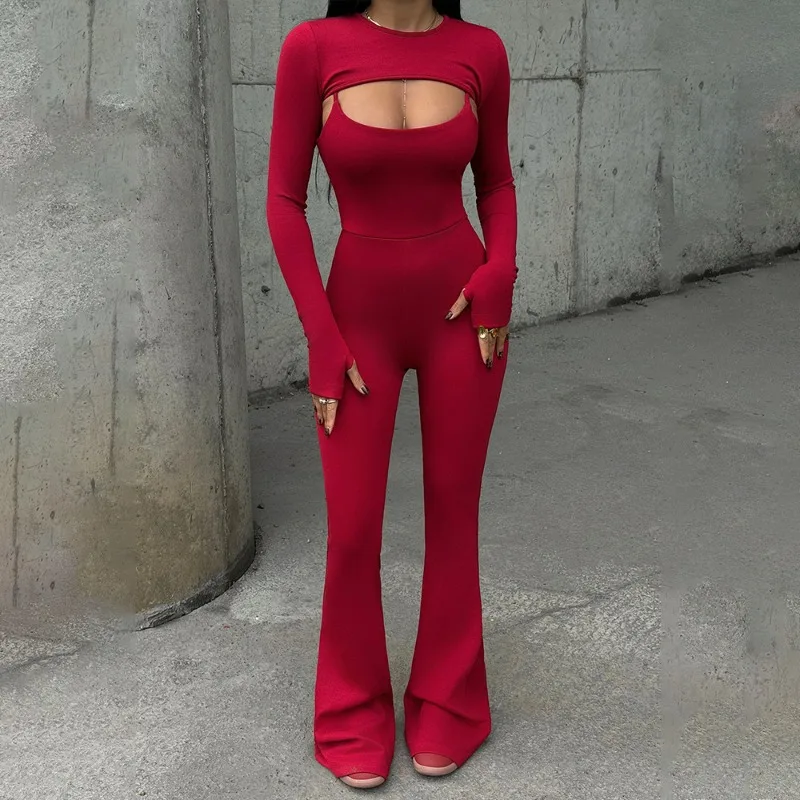 Women Slim 2 Piece Set Long Sleeve Cape + Spaghetti Straps Flare Jumpsuits Fashion Casual Streetwear Suit Fitness Workout Outfit
Women Slim 2 Piece Set Long Sleeve Cape + Spaghetti Straps Flare Jumpsuits Fashion Casual Streetwear Suit Fitness Workout Outfit