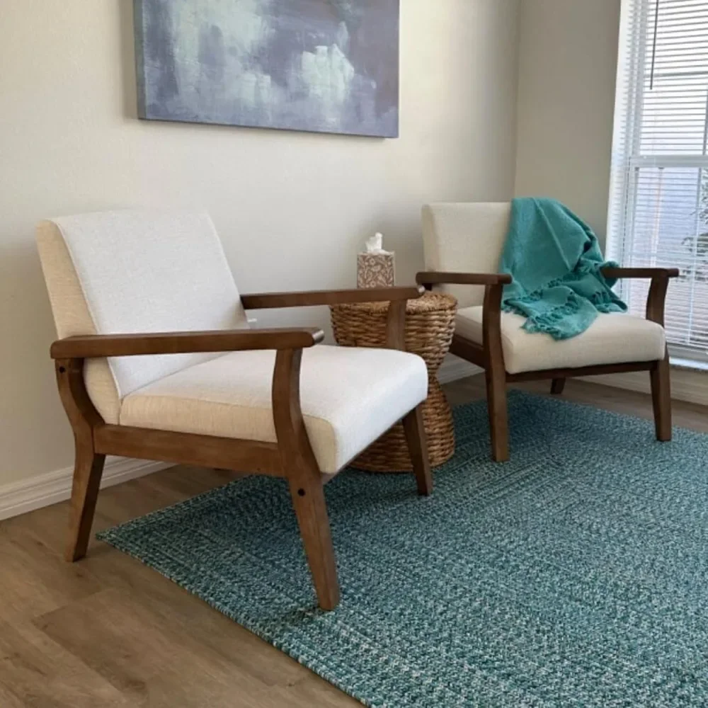 Linen Upholstered Mid Century Modern Chair with Natural Wood Frame, Oversized Living Room Chairs Set of 2
Linen Upholstered Mid Century Modern Chair with Natural Wood Frame, Oversized Living Room Chairs Set of 2