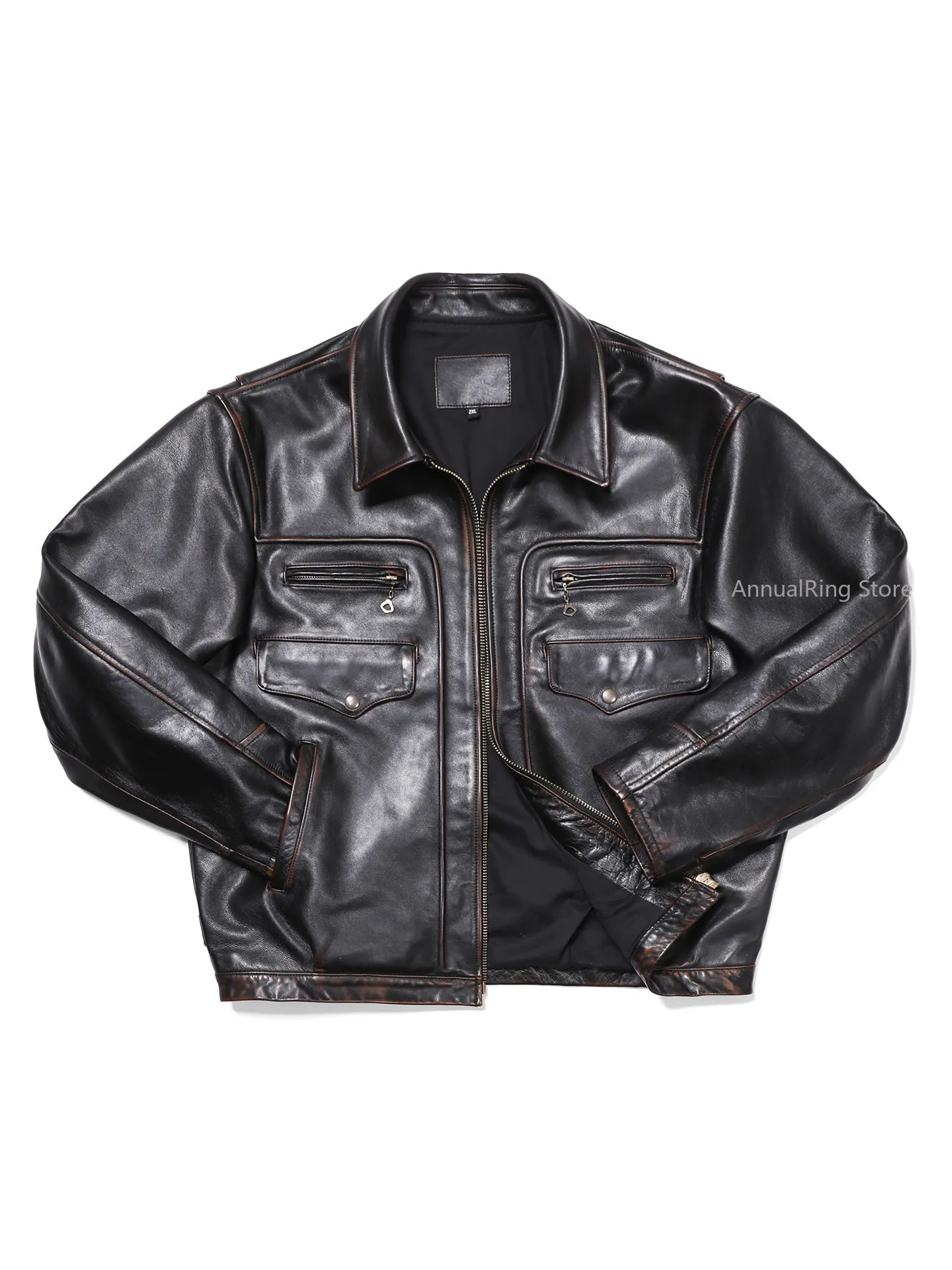 Men Hong Kong Style Relaxed Genuine Leather Jacket Tea Core Top Grain Calfskin American Retro Distressed Yellowstone Outerwear
Men Hong Kong Style Relaxed Genuine Leather Jacket Tea Core Top Grain Calfskin American Retro Distressed Yellowstone Outerwear