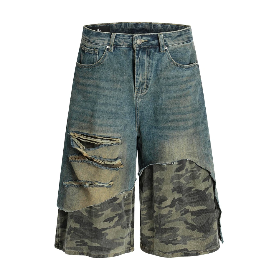 Ripped Hole Denim Shorts Mens Streetwear Hip Hop Camouflage Patchwork Jeans Short Harajuku Vintage Baggy Calf Length Pants
Ripped Hole Denim Shorts Mens Streetwear Hip Hop Camouflage Patchwork Jeans Short Harajuku Vintage Baggy Calf Length Pants