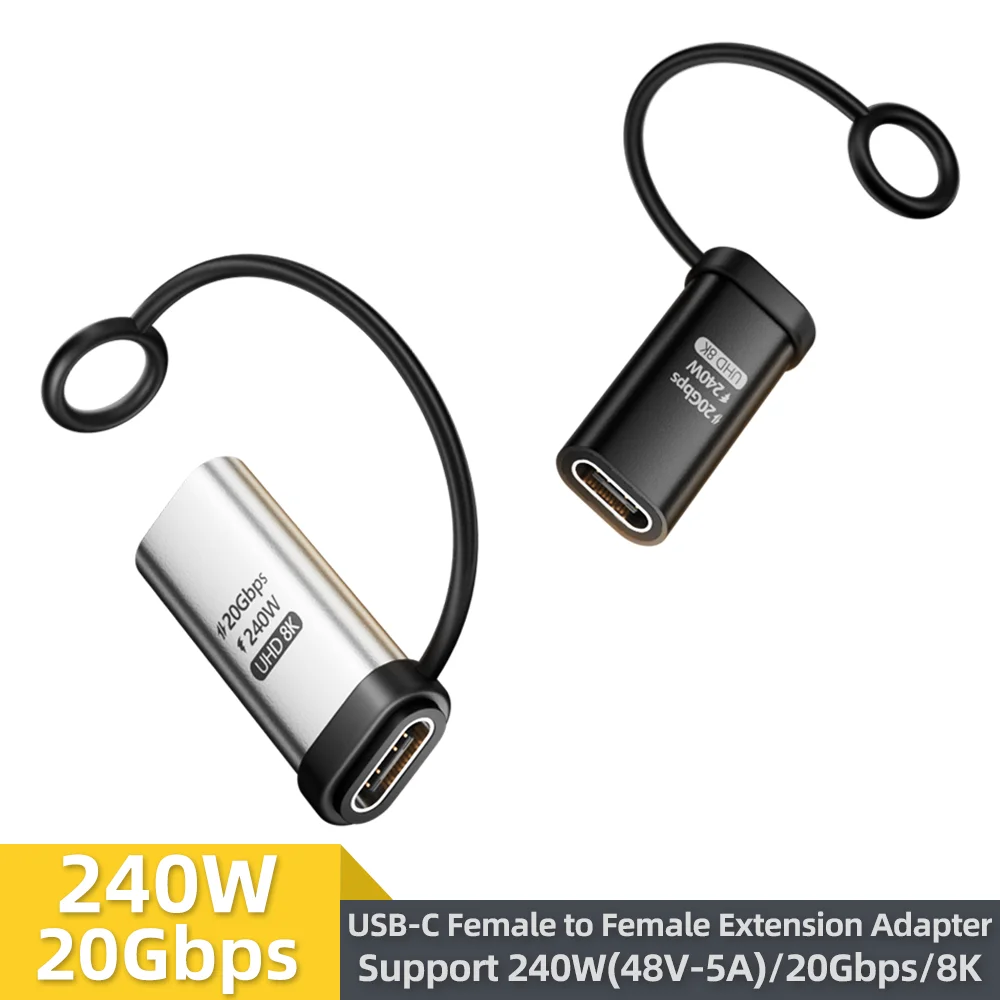 240W PD USB-C Female to Female Coupler 20Gbps/480Mbps Thunderbolt 4/3 Adapter for MacBook iPad Phone Tablet USB C Hub
240W PD USB-C Female to Female Coupler 20Gbps/480Mbps Thunderbolt 4/3 Adapter for MacBook iPad Phone Tablet USB C Hub