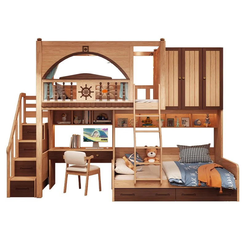 All solid wood upper and lower beds, staggered small apartment, does not disturb each other, staggered bed,
All solid wood upper and lower beds, staggered small apartment, does not disturb each other, staggered bed,