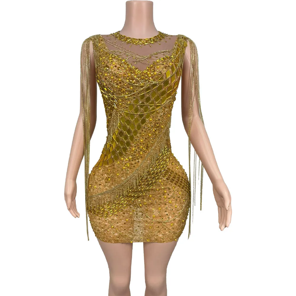Luxury High-end Sparkly Rhinestones Mirror Short Dress Women Sexy See Through Mesh Event Birthday Party Dress Photo Shoot Wear
Luxury High-end Sparkly Rhinestones Mirror Short Dress Women Sexy See Through Mesh Event Birthday Party Dress Photo Shoot Wear