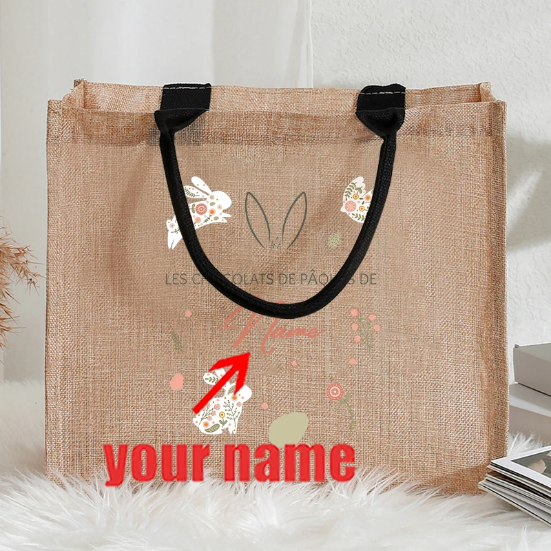 Customizable with Name Retro Bunny Easter Rainbow Boho Patterns Jute Tote with Hand Shopping Bag for Women Friends Easter Gifts
Customizable with Name Retro Bunny Easter Rainbow Boho Patterns Jute Tote with Hand Shopping Bag for Women Friends Easter Gifts