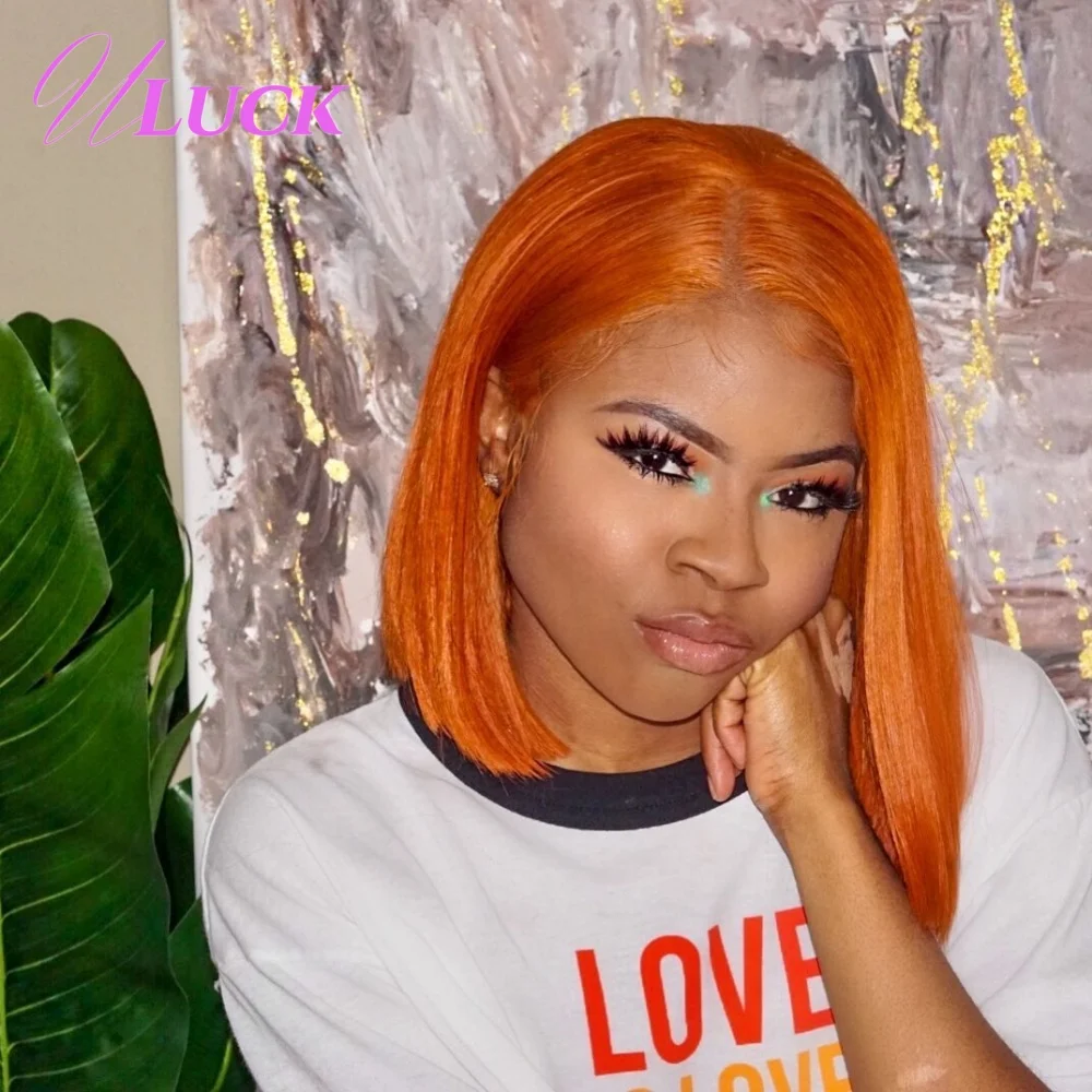 Uluck Double Drawn Straight Bob Wig Ginger Orange Brazilian Human Hair Wigs 200% Density 13x4 Lace Frontal Wigs For Black Women 
Uluck Double Drawn Straight Bob Wig Ginger Orange Brazilian Human Hair Wigs 200% Density 13x4 Lace Frontal Wigs For Black Women