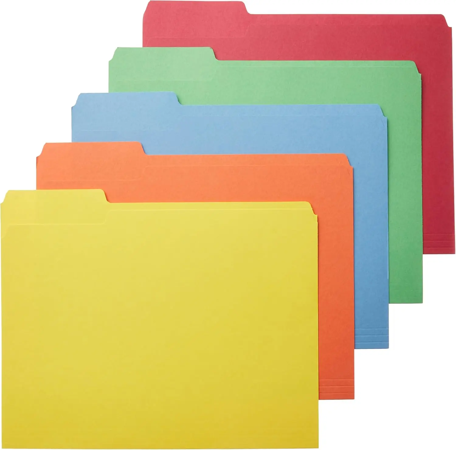 Sturdy File Folders with Tabs for Letter Size Documents, Assorted Colors, 100-Pack
Sturdy File Folders with Tabs for Letter Size Documents, Assorted Colors, 100-Pack