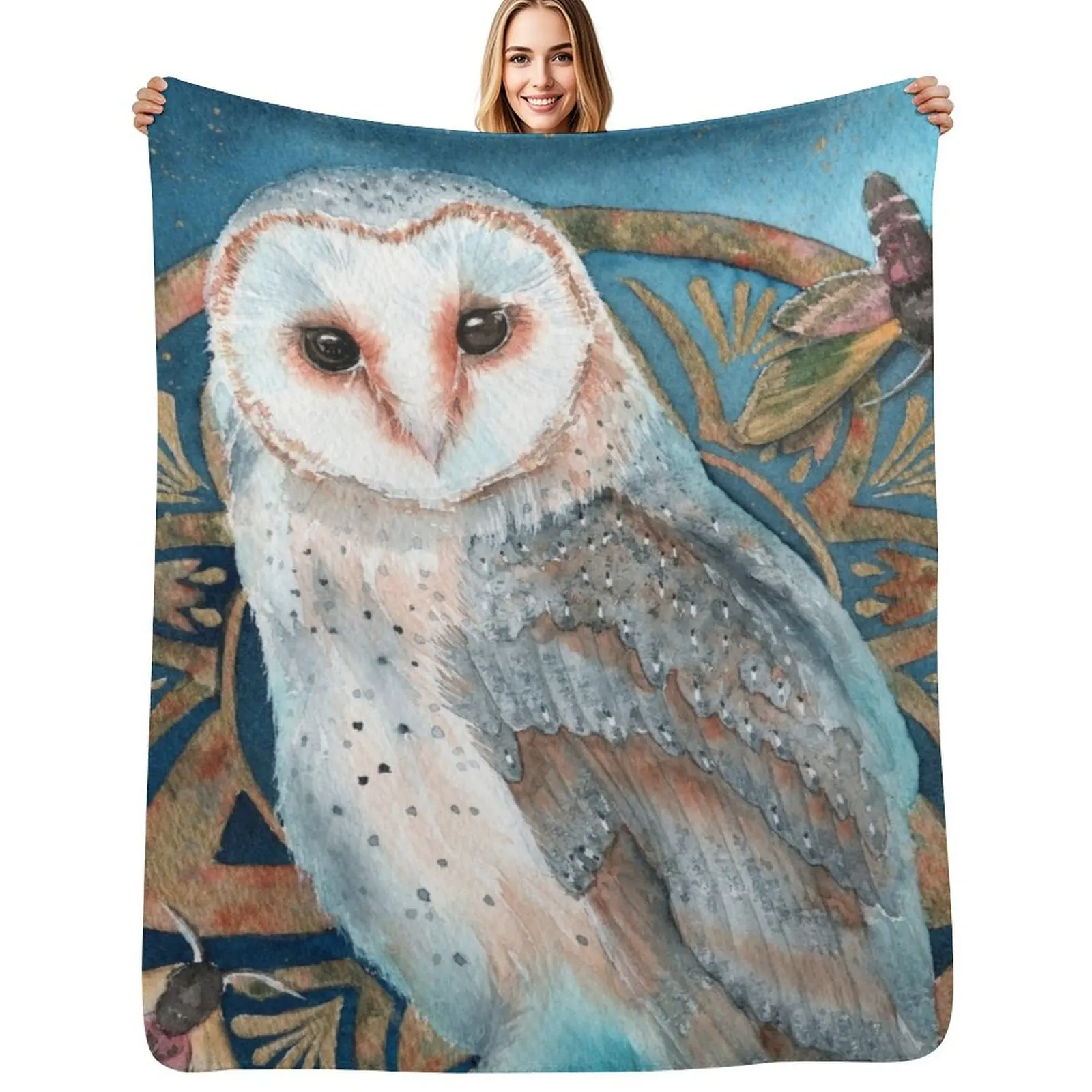 Watercolor barn owl with two hawkmothes Throw Blanket Soft Plush Blanket as Housewarming Gift
Watercolor barn owl with two hawkmothes Throw Blanket Soft Plush Blanket as Housewarming Gift