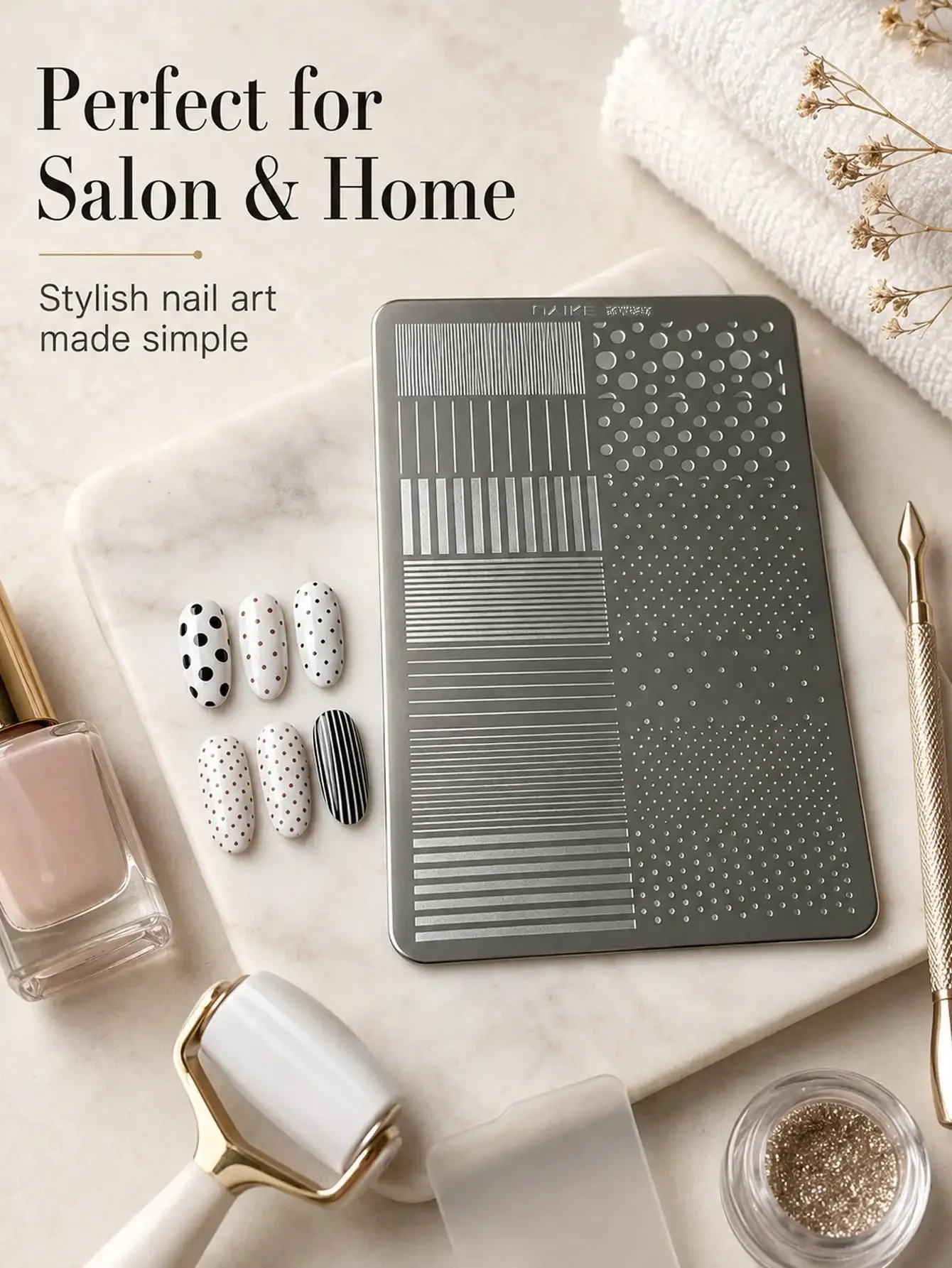 Nail Art Printing Steel Plate Striped Polka Dot French Style Nail Stamping Template, Nail Art Tools For Nail Technicians
Nail Art Printing Steel Plate Striped Polka Dot French Style Nail Stamping Template, Nail Art Tools For Nail Technicians