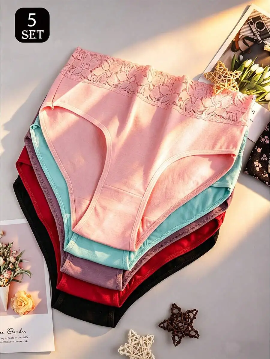 5 Pack Womens Lace Edge Bikini Panties Mid Waist Comfortable Daily Wear
5 Pack Womens Lace Edge Bikini Panties Mid Waist Comfortable Daily Wear
