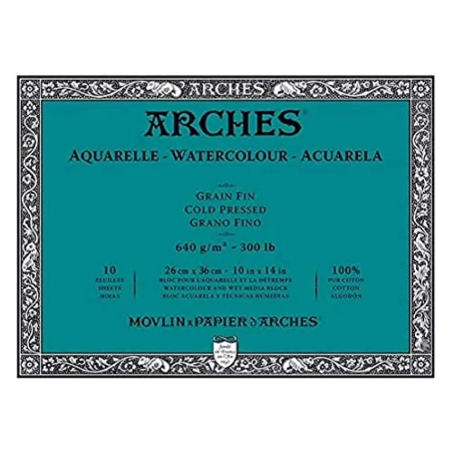 Aquarelle Block of 10 Sheets 26 x 36 cm Glued on 4 Sides 640 g/m² Satin Grain Natural White 4 Free Edges
Aquarelle Block of 10 Sheets 26 x 36 cm Glued on 4 Sides 640 g/m² Satin Grain Natural White 4 Free Edges