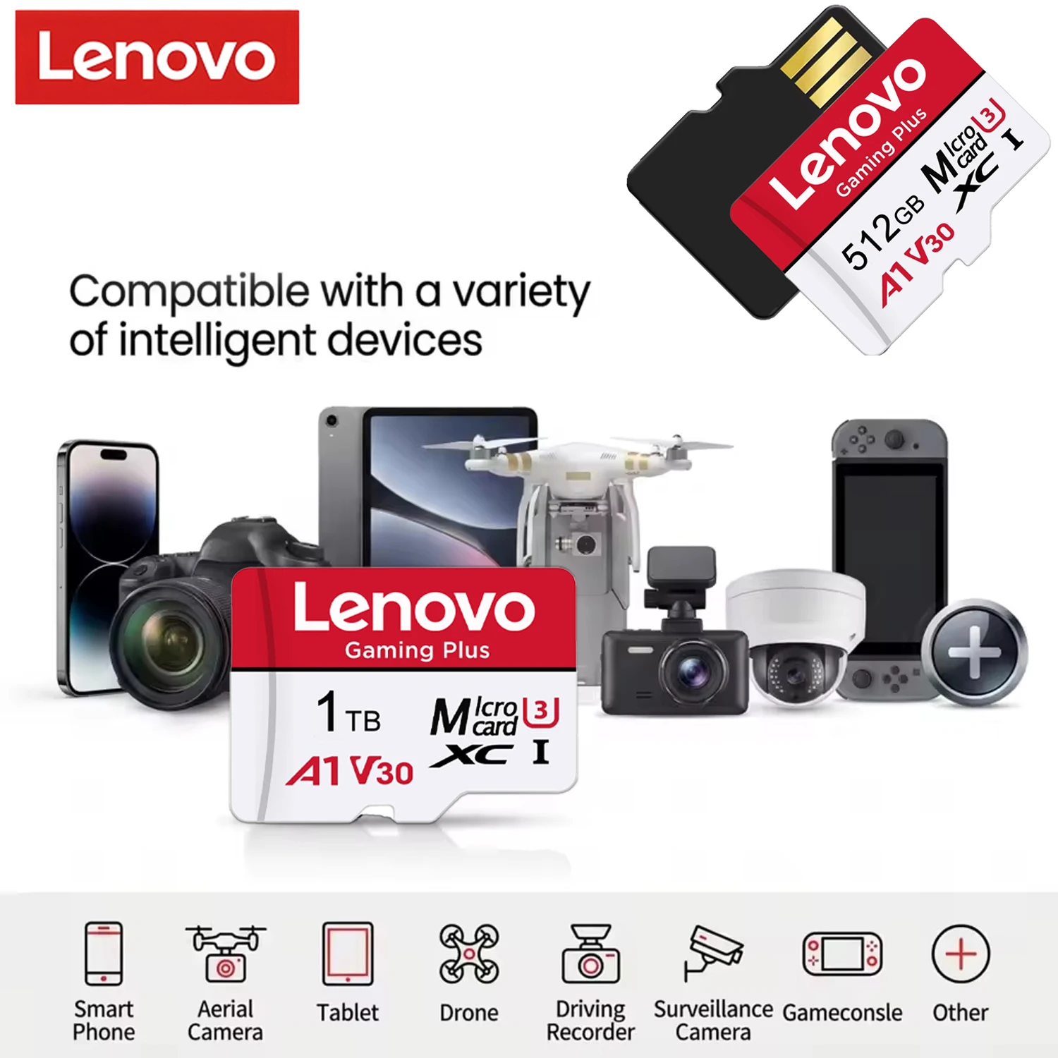 Lenovo 1TB Micro SD Card Memory Card High Speed TF Flash Cards 128GB 256GB 512GB U3 V60 4K Full HD For GoPro Action Camera
Lenovo 1TB Micro SD Card Memory Card High Speed TF Flash Cards 128GB 256GB 512GB U3 V60 4K Full HD For GoPro Action Camera