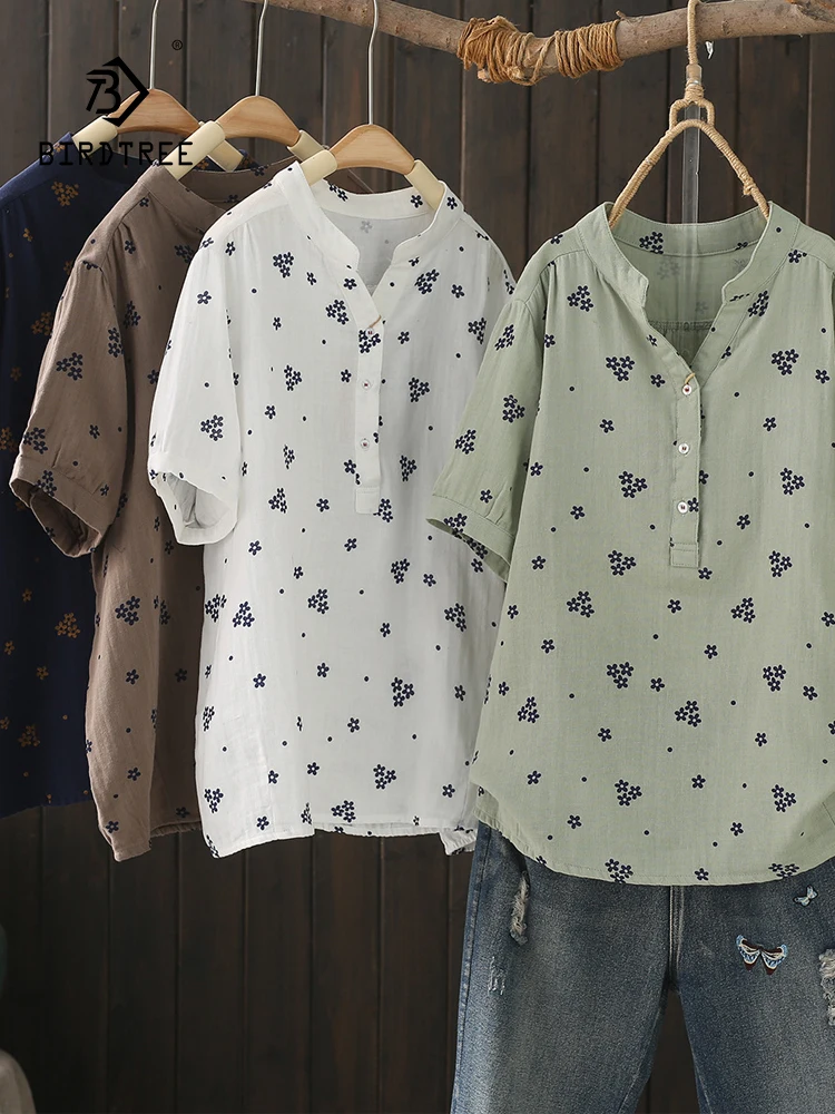 New 2025 Spring Cotton Yarn Short Sleeve Shirt, Women Stand Print, Mori Girl Retro Casual Soft Breathable Loose Blouse T53236CC
New 2025 Spring Cotton Yarn Short Sleeve Shirt, Women Stand Print, Mori Girl Retro Casual Soft Breathable Loose Blouse T53236CC