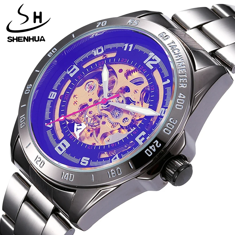 SHENHUA Brand Skeleton Steampunk Mechanical Watches Men Automatic Self Wind Wrist Watch Luminous pointer Watch
SHENHUA Brand Skeleton Steampunk Mechanical Watches Men Automatic Self Wind Wrist Watch Luminous pointer Watch