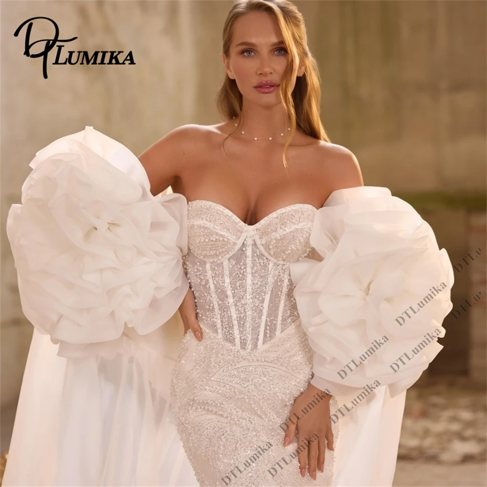 DTLumika Customized Bridal Gown with Exaggerated Sleeves, Beading Sequined Mermaid Bride Dresses Luxury Long Bridal Gown 2026
DTLumika Customized Bridal Gown with Exaggerated Sleeves, Beading Sequined Mermaid Bride Dresses Luxury Long Bridal Gown 2026