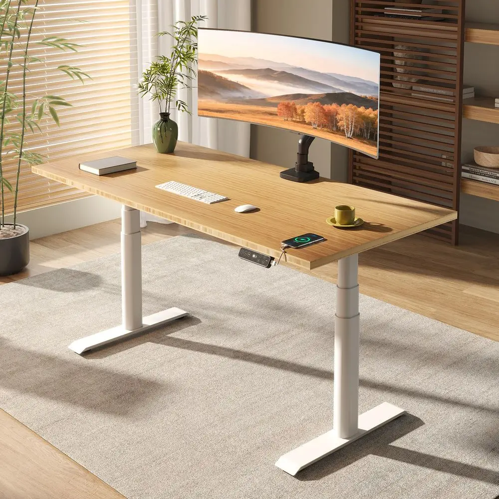 E6 Pro Oval Leg Dual Motor 3 Stages Bamboo Electric Standing Desk 60x30 Inch WholePiece Board Height Adjustable Electric Sit St
E6 Pro Oval Leg Dual Motor 3 Stages Bamboo Electric Standing Desk 60x30 Inch WholePiece Board Height Adjustable Electric Sit St