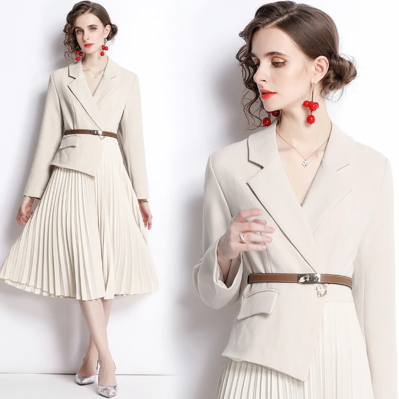 Vintage Long Sleeve Dress Women Suit Faux Two Piece Dress with Matching Belt Elegant Fashion for Women Outfit OL Women Clothing
Vintage Long Sleeve Dress Women Suit Faux Two Piece Dress with Matching Belt Elegant Fashion for Women Outfit OL Women Clothing