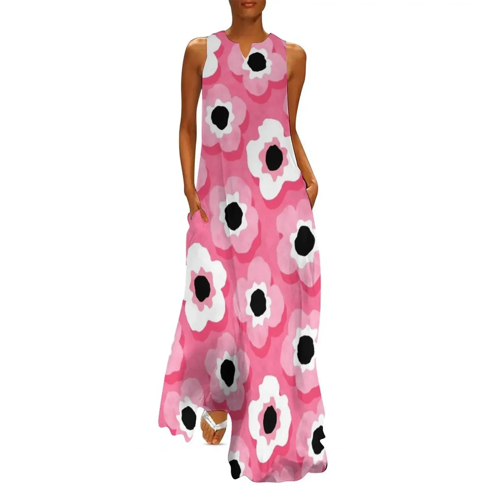 So Pink - Mod Flowers in Pink and White Long Dress long dress women summer women dress
So Pink - Mod Flowers in Pink and White Long Dress long dress women summer women dress
