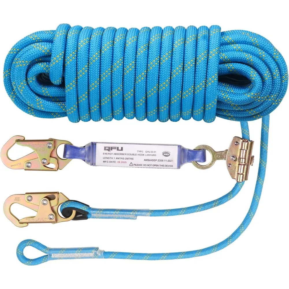 CQHeavy Duty Fall Protection Rope for roof & tree climbing. Includes safety harness, alloy steel clips, shock-absorbing lanyard
CQHeavy Duty Fall Protection Rope for roof & tree climbing. Includes safety harness, alloy steel clips, shock-absorbing lanyard