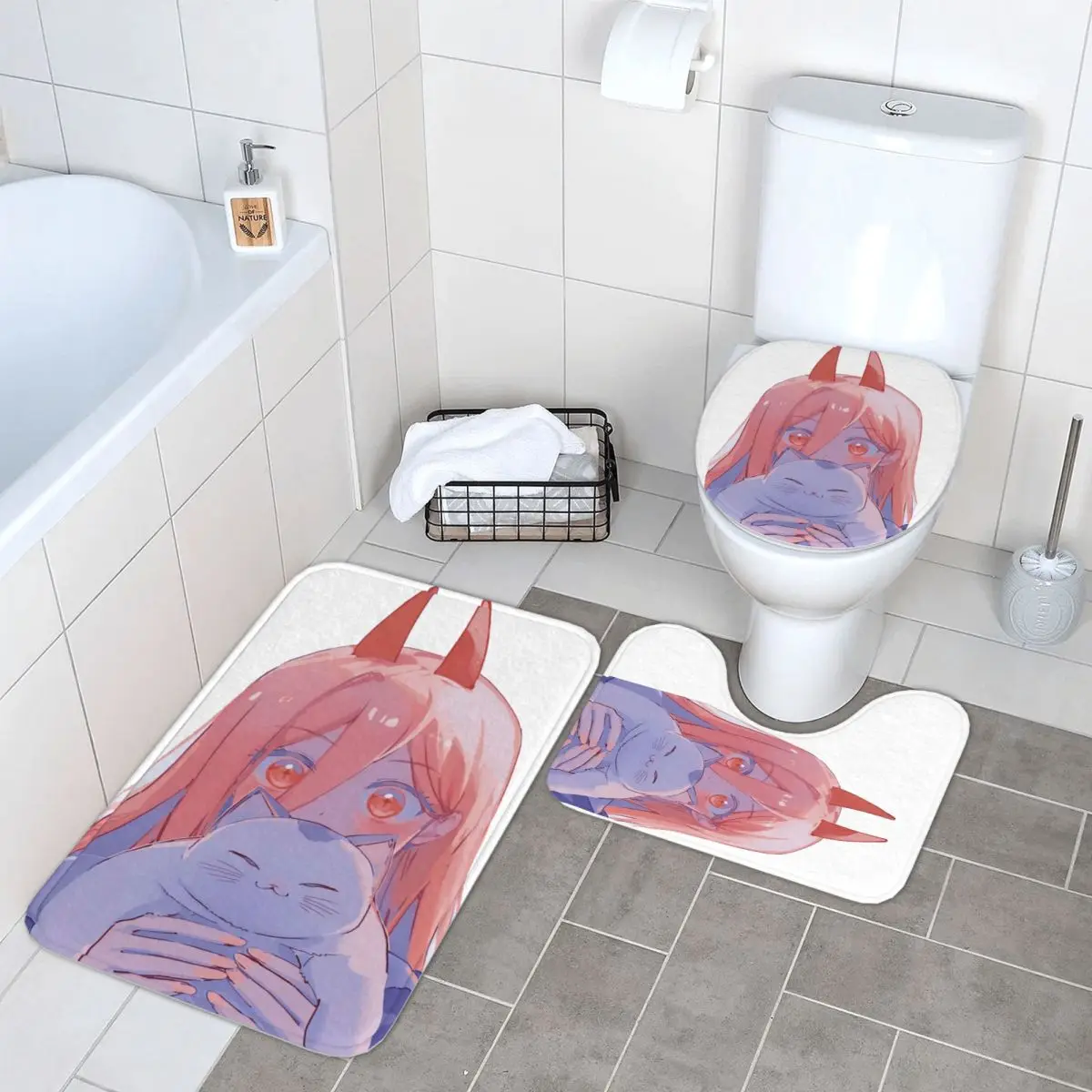 Бензопила Человек Pochita, 3 шт., коврик для ванной, набор для ванной комнаты, крышка унитаза, домашний декор, нескользящий ковер, напольный коврик
Бензопила Человек Pochita, 3 шт., коврик для ванной, набор для ванной комнаты, крышка унитаза, домашний декор, нескользящий ковер, напольный коврик