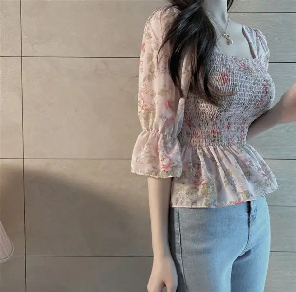 Women Fashion Slim Floral Print Lantern Sleeve Elegant Female Temperament Schoolgirls Summer Leisure Holiday blouses Top
Women Fashion Slim Floral Print Lantern Sleeve Elegant Female Temperament Schoolgirls Summer Leisure Holiday blouses Top
