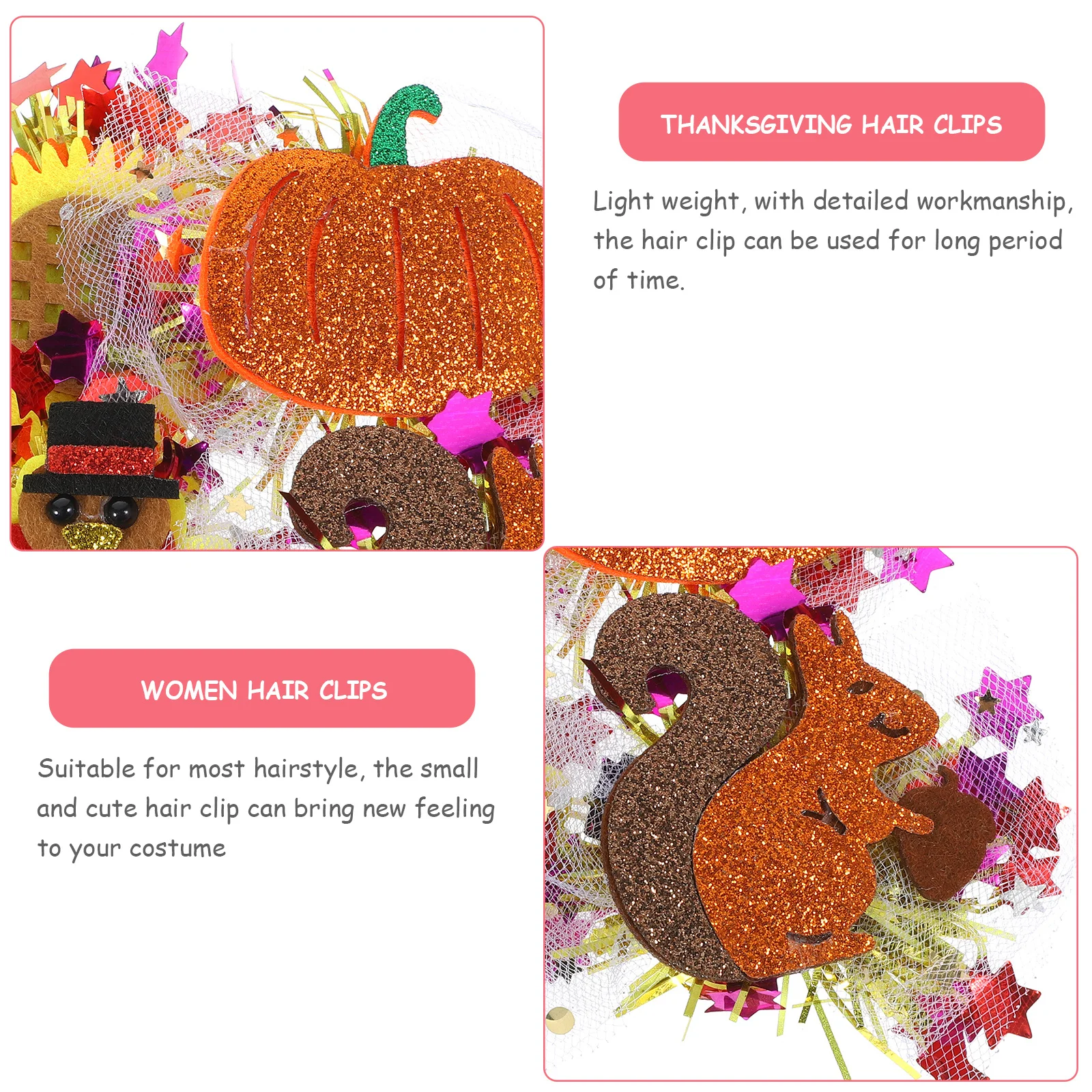 Набор из 4 заколок для волос на День Благодарения: легкие, милые, праздничные аксессуары для женщин на вечеринку
Набор из 4 заколок для волос на День Благодарения: легкие, милые, праздничные аксессуары для женщин на вечеринку