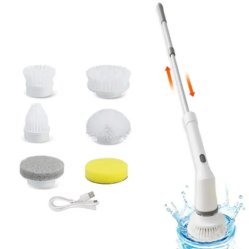 Electric cleaning brush, cordless rotary scrubber with adjustable telescopic rod, 2-speed, for bathroom kitchen tile floors
Electric cleaning brush, cordless rotary scrubber with adjustable telescopic rod, 2-speed, for bathroom kitchen tile floors