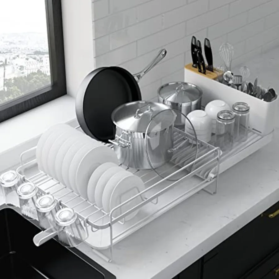 Large Dish Drying Rack - Extendable Dish Rack, Multifunctional Dish Rack for Kitchen Counter, Anti-Rust Dish Drainers with Cutl
Large Dish Drying Rack - Extendable Dish Rack, Multifunctional Dish Rack for Kitchen Counter, Anti-Rust Dish Drainers with Cutl